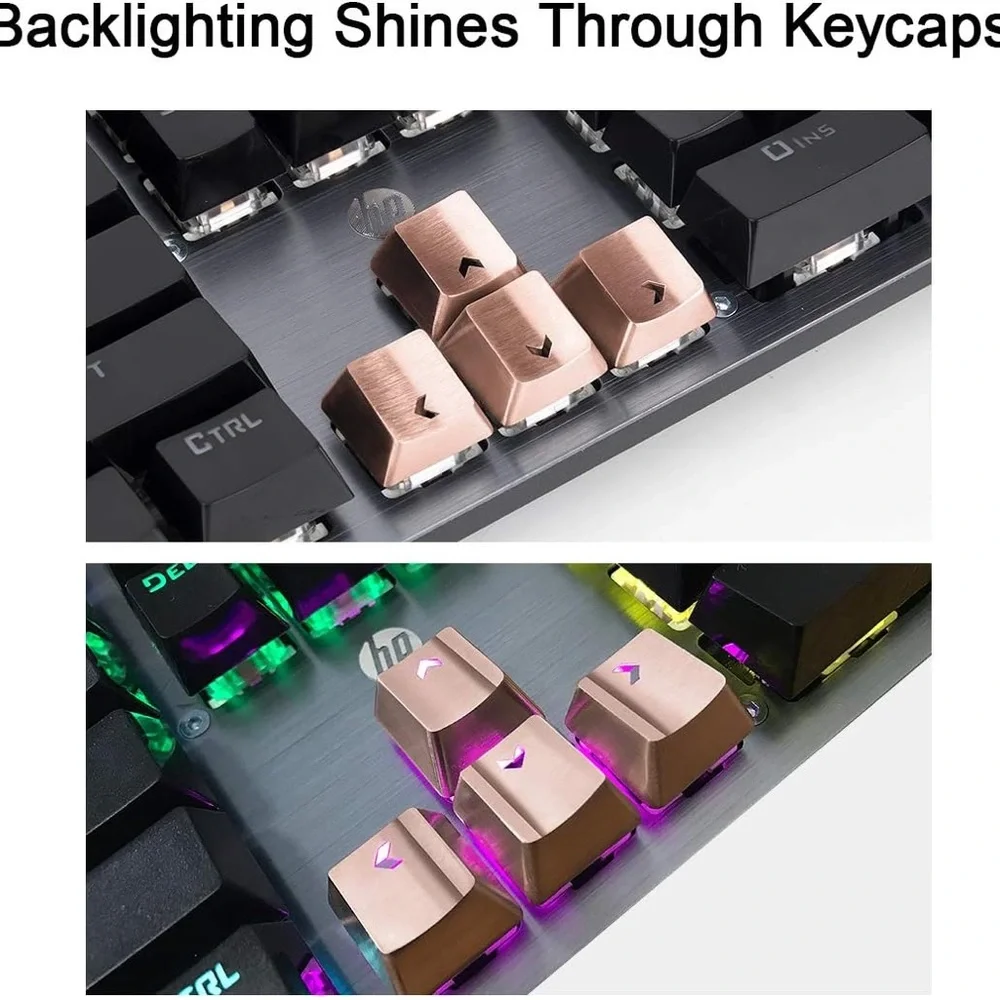Stainless Steel Metal Keycaps with Key Puller for Mechanical Keyboard Rose Gold